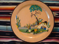 Mexican vintage pottery and ceramics, a wonderful charger from Tlaquepaque, Jalisco, c. 1930's. Main photo of the entire front of the charger.