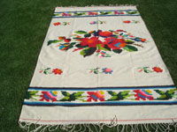 Mexican vintage textiles and serapes (sarapes), a beautiful Oaxacan textile with a lovely floral design, Huatla de Jimenez, Oaxaca, c. 1940's. Main photo of the textile from Oaxaca.
