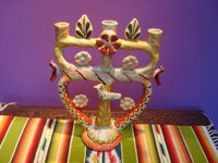 Mexican vintage folk art, a beautiful pottery tree-of-life with birds and floral decorations, attributed to the Flores family, Izucar de Matamoros, Puebla, c. 1950's. Main photo.
