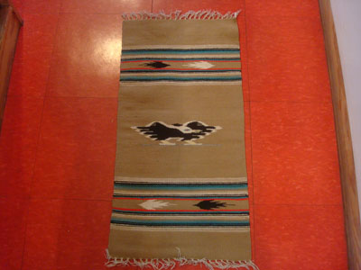 New Mexican vintage textiles, a lovely Chimayo textile with a very tight weave and beautiful wool, Chimayo, New Mexico, c. 1940's.