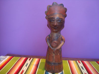 Mexican vintage folk art, a pottery statue of a shaman, possibly used for ceremonial purposes, Guerrero, c. 1940's.